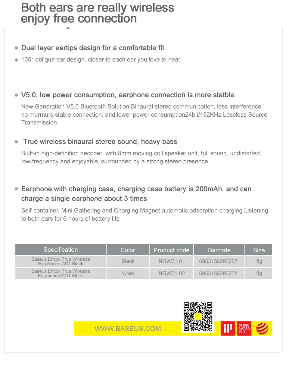 Baseus W01 TWS Bluetooth 5,0 настоящие беспроводные наушники, мини беспроводные наушники с микрофоном, гарнитура для Xiaomi iPhone