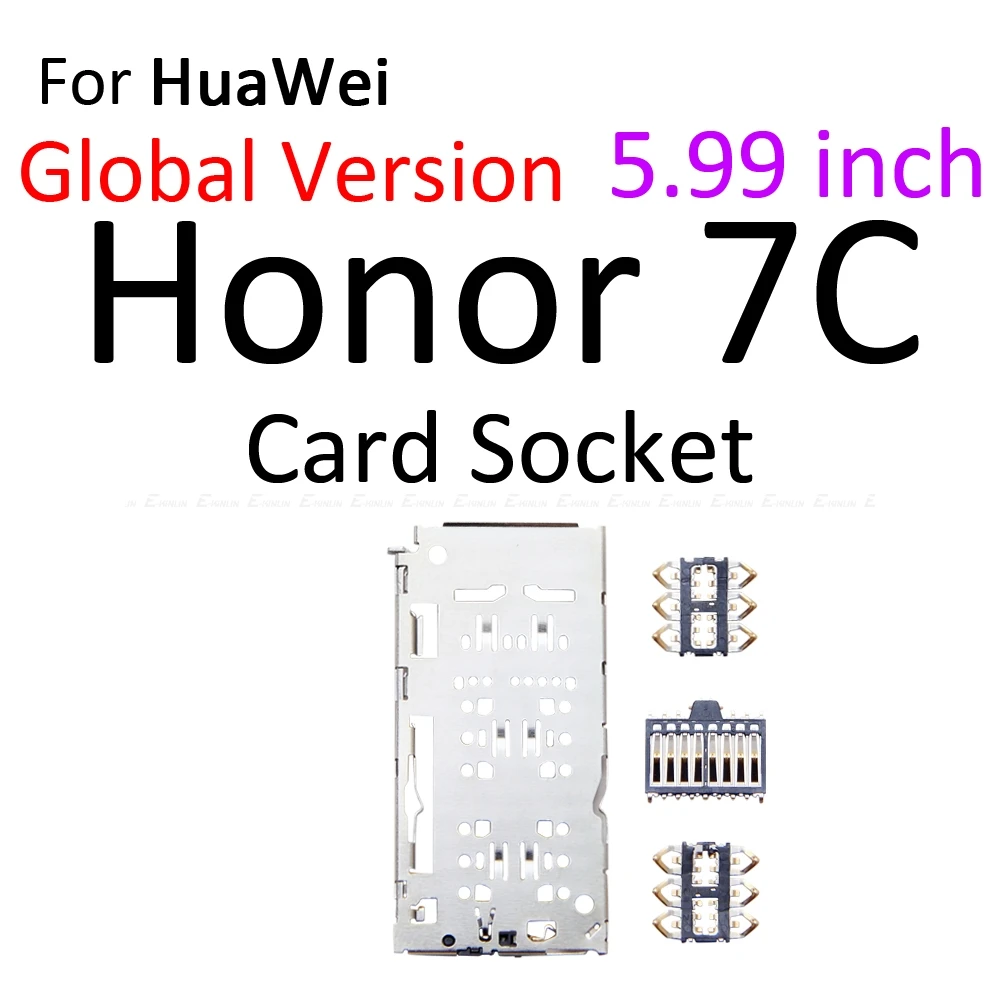 For HuaWei Honor 7C Pro 5.7 5.99 inch Holder Connector Container Sim Card Tray Socket Slot Reader Adapter Micro SD | Мобильные