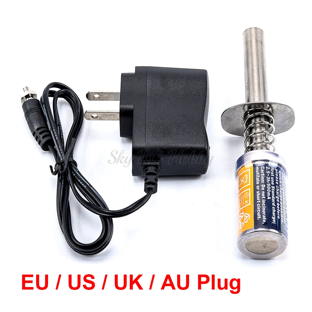 

RC Nitro 1.2V 3600MAH RECHARGEABLE GLOW PLUG Starter Igniter AC Charger EU US UK AU Plug for Gas Nitro Engine Power 1/10 1/8 Car