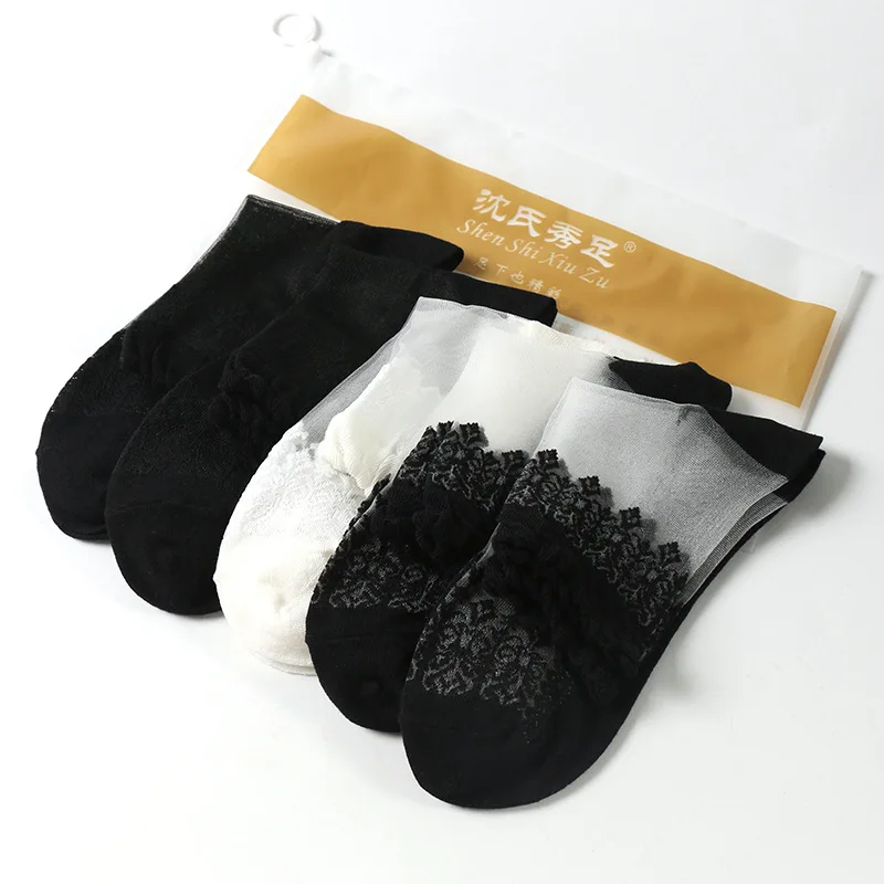 

Spring Stockings-Crystal Silk Classical Flower Cotton Bottom