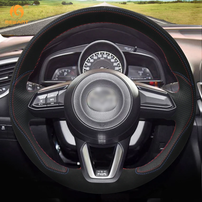 MEWANT черный кожаный замшевый чехол на руль для Mazda 3 Axela 2017 6 Atenza 2018 CX 5 CX5 9|steering wheel