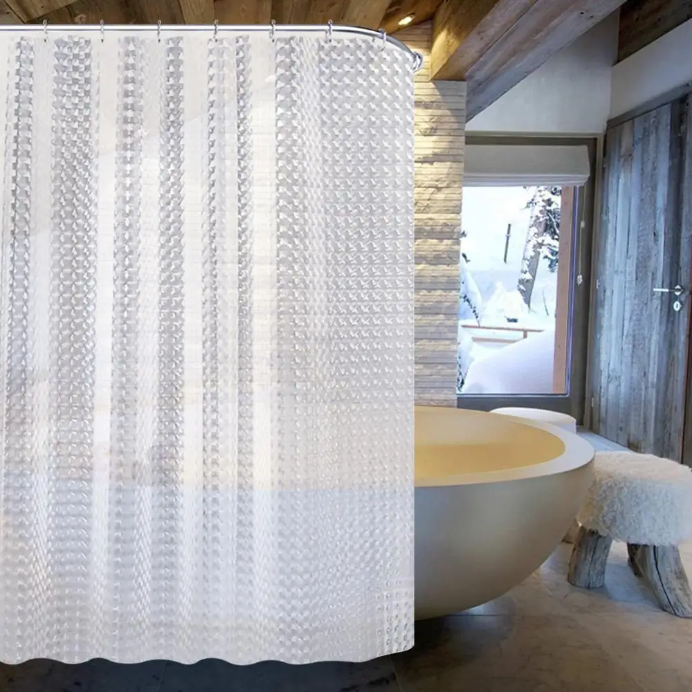 

Nordic Plastic Waterproof PEVA Shower Curtain Translucent Thicken Bath Curtains 3D Mildew Atmosphere Partition Curtain Modern