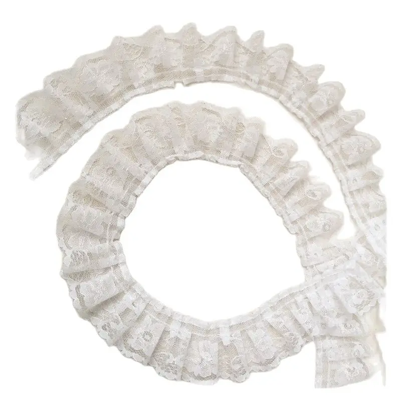 1 м Высококачественная плиссированная кружевная лента с отделкой белая ткань 5 см