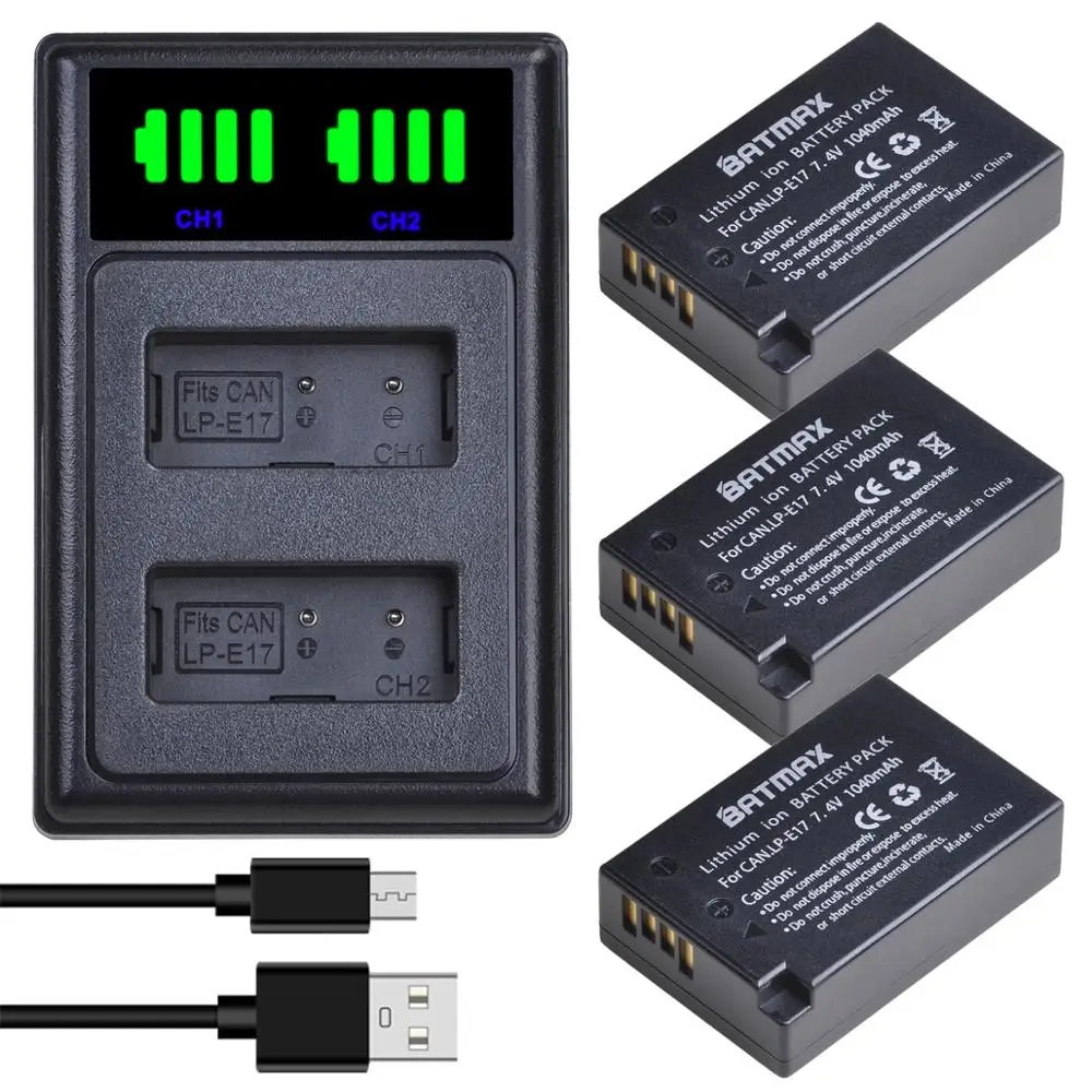 Batmax LP-E17 LPE17 LP E17 Camera Battery+NEW LED Dual USB Charger for Canon EOS RP 200D 250D M3 M5 M6 750D 760D T6s 800D 8000D |
