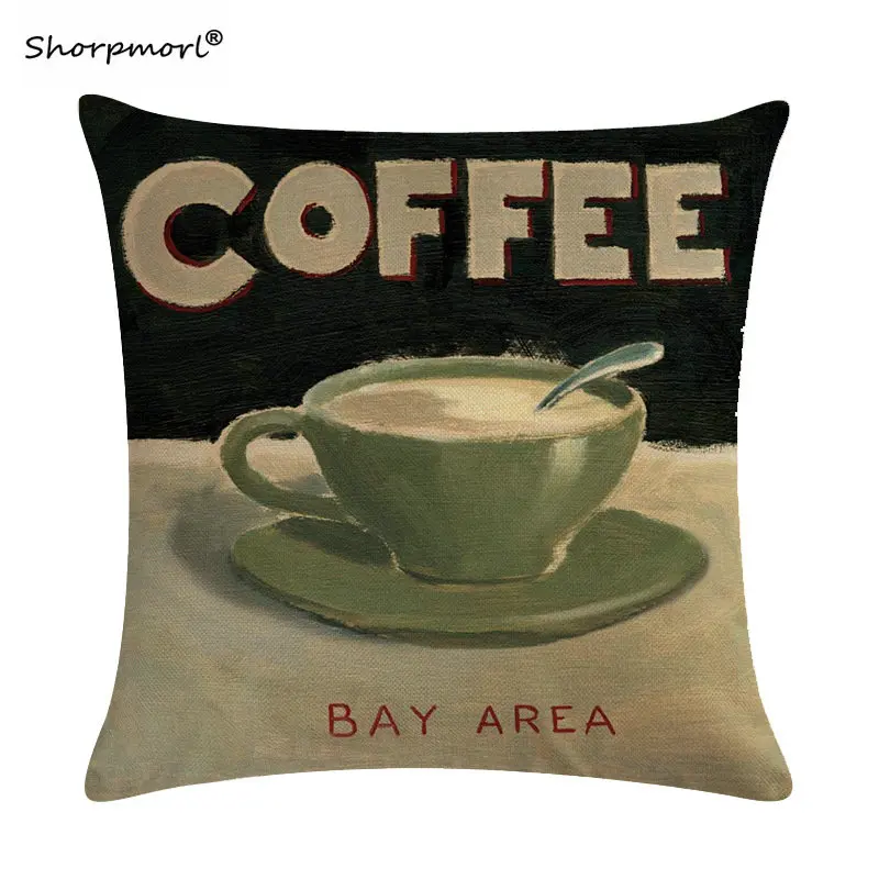 

Винтажные кофейные чашки, наволочки для подушек, чехол для офиса, дивана, автомобиля, кафе, латте, эспрессо, принт, наволочки 45x45 см