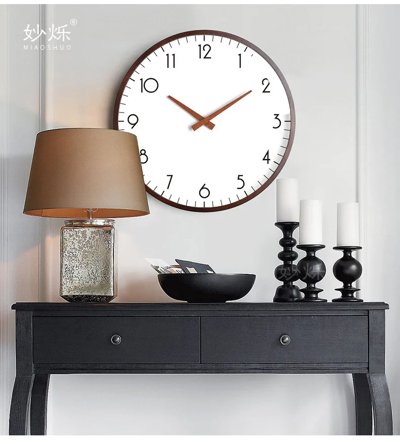 Настенные часы в скандинавском стиле современные бесшумные деревянные большие