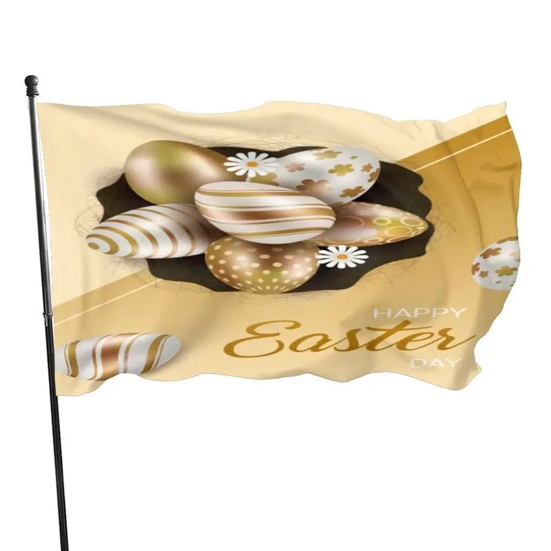 Пасхальные красочные яйца бабочки Маргаритка Тюльпан цветы зеленый 3x5 футов флаг