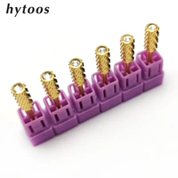 hytoos 4xc barrel shape gold coating carbide nail drill bit 332 manicure cutters nail accessories gel removal milling cutter