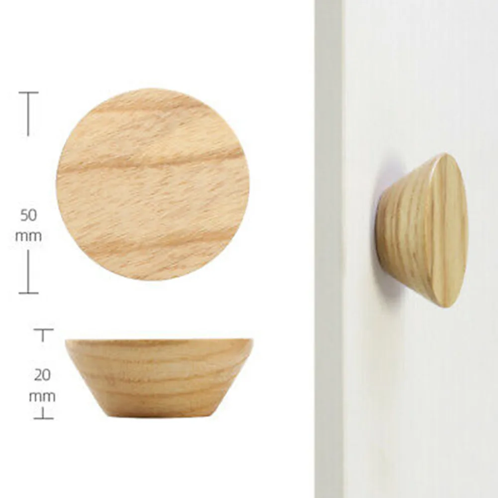 

2pcs-Round Button Handles Nordic Style Solid Wood Home Wardrobe Drawer Cabinet Handles Single Hole Wooden Handle Rustic Style