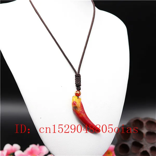 Натуральный Цвет Китайский нефритовый кулон волчий зуб модное ожерелье