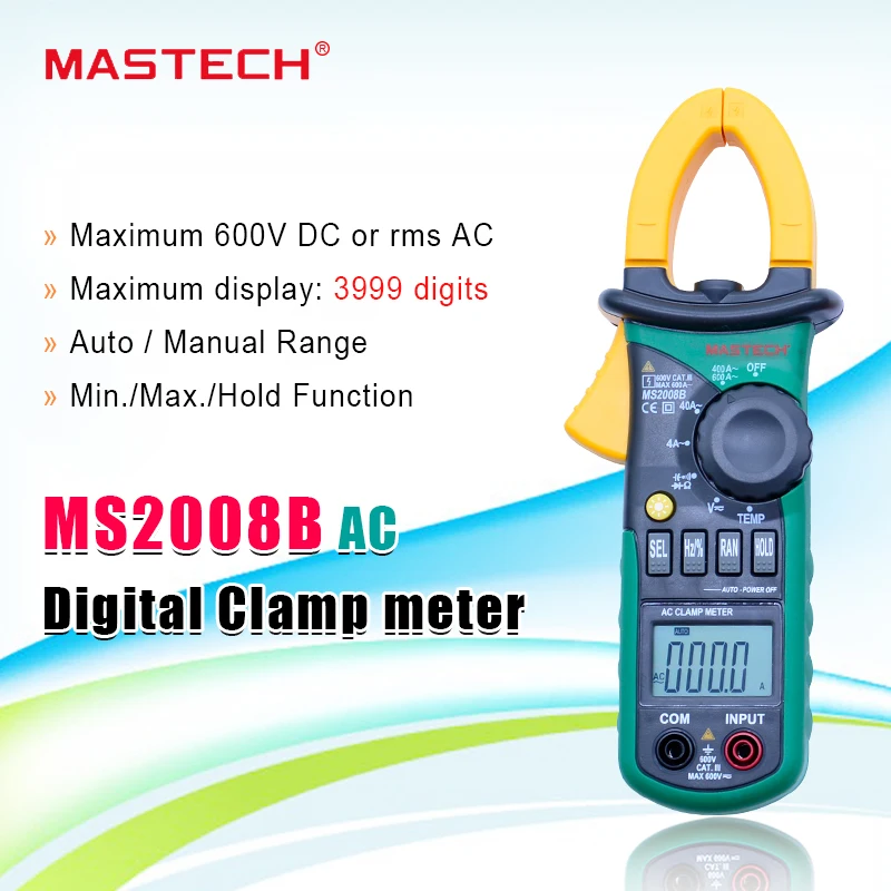 Цифровой клещи MASTECH MS2008B, ACDC, электрический мультиметр, амперметр с автоматическим диапазоном тока (art.: 79ccec6e6) - 79ccec6e6