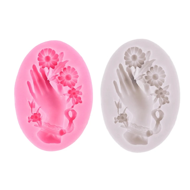 

94PF Hand Holding Flower Silicone Mold Fondant Mould Cake DIY Supplies Professional Pastry Baking Tools Handmade Soap Mold