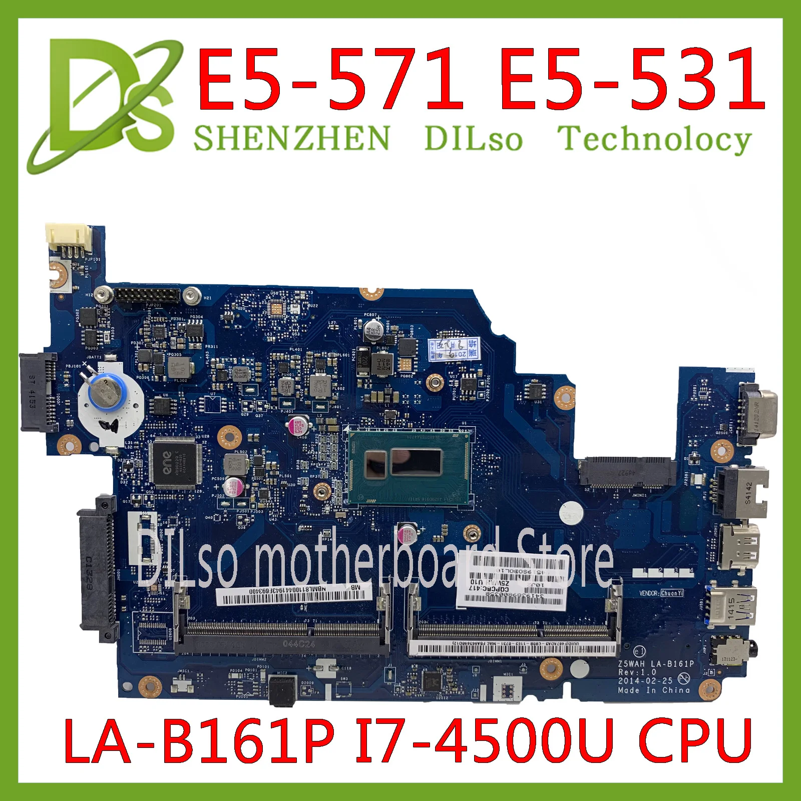 KEFU LA B161P материнская плата для ACER Aspire E5 571 531 571G Z5WAH I7 4500U тест оригинал|Материнские