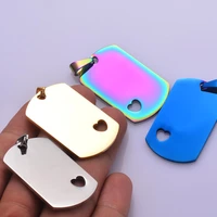 10 pcs stainless steel military army id wholesale 5 colors name blank dog id tags pendant rectangle necklace jewelry