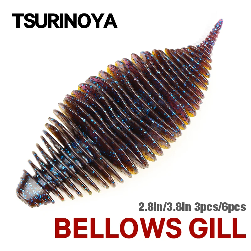 TSURINOYA Bellows Gill Fishing Lure 2.8in/7.2g 3.8in/14.2g TRILOBITE Soft Bait Artificial Silicone Swimbait Pike Bass Rig Worm