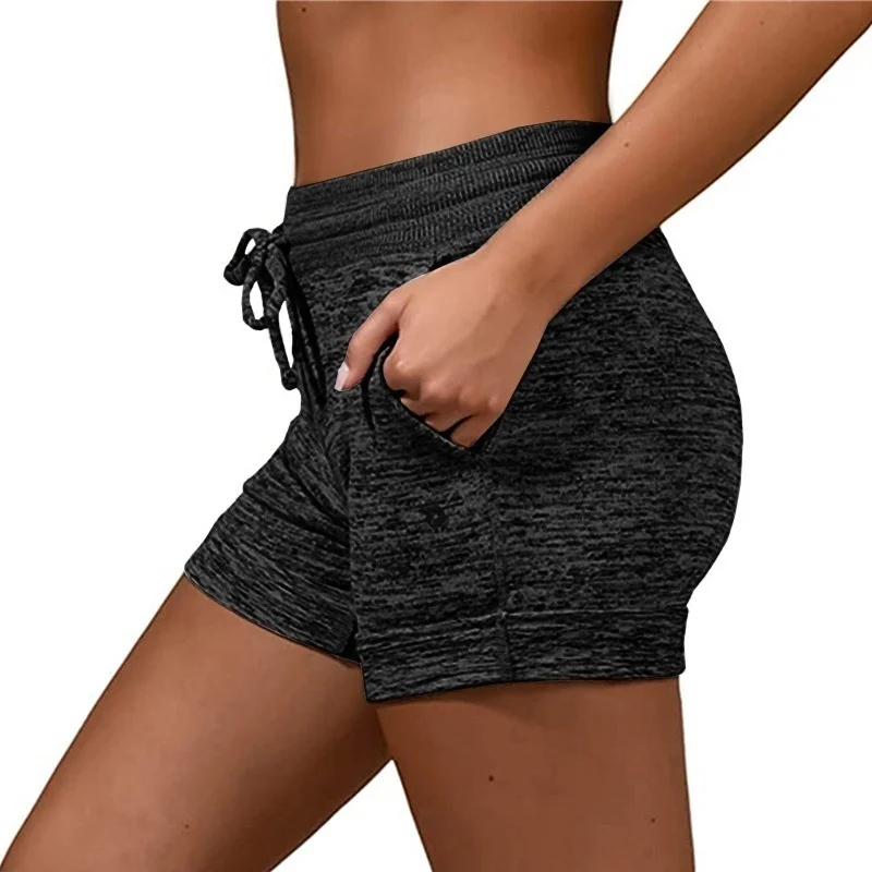

Women's new fashion Elastic Waist Shorts Solid Color Yoga Shorts Pants Casual Cotton Sports Shorts Plus Size S-5XL