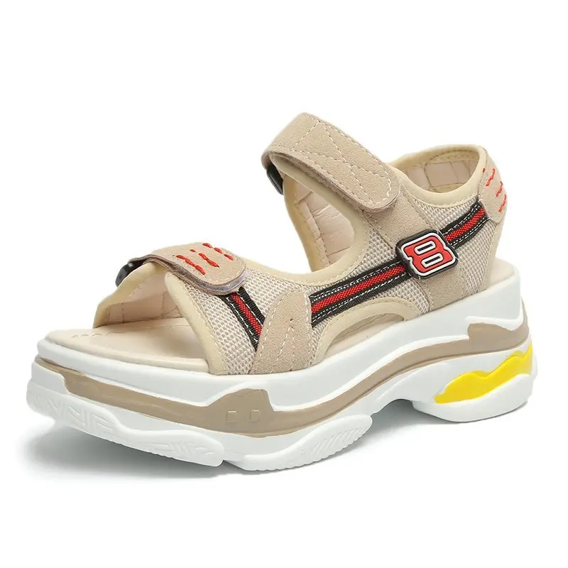 

Womens Platform Sandals Open Toe Casual Beach Shoes Woman 2021 Summer New Fashion Hoop&Loop Thick Bottom Sandal Women Slides