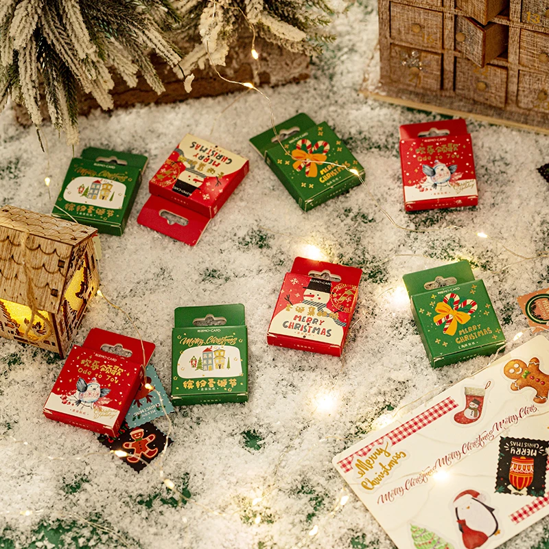 46 шт./коробка набор стикеров из винтажной бумаги в рождественской тематике для декорации дневника, журнала, этикетки альбома и скрапбукинга.