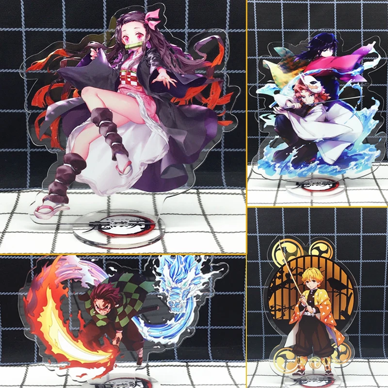

New Demon Slayer Kimetsu no Yaiba Anime Acrylic Action Figure Toy Tanjirou Kamado Double Sided Model Action Doll 15cm Gifts