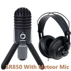 Микрофон Samson Meteor Mic и SR850, Студийный конденсаторный микрофон для компьютера, дома, Skype, IChat, распознавание голоса