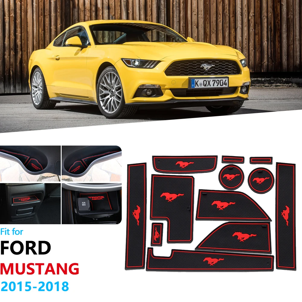 Нескользящий резиновый коврик с прорезями для ворот Ford Mustang 2015 2016 2017 2018 2019 6