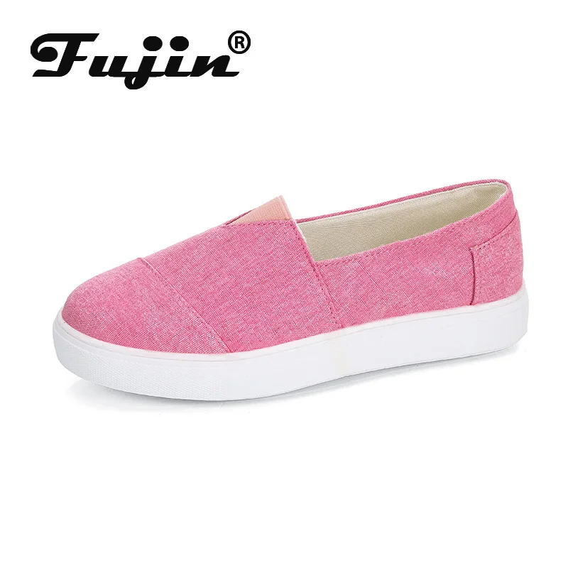 Fujin 2020 Новая Летняя женская джинсовая Повседневная парусиновая обувь Прямая