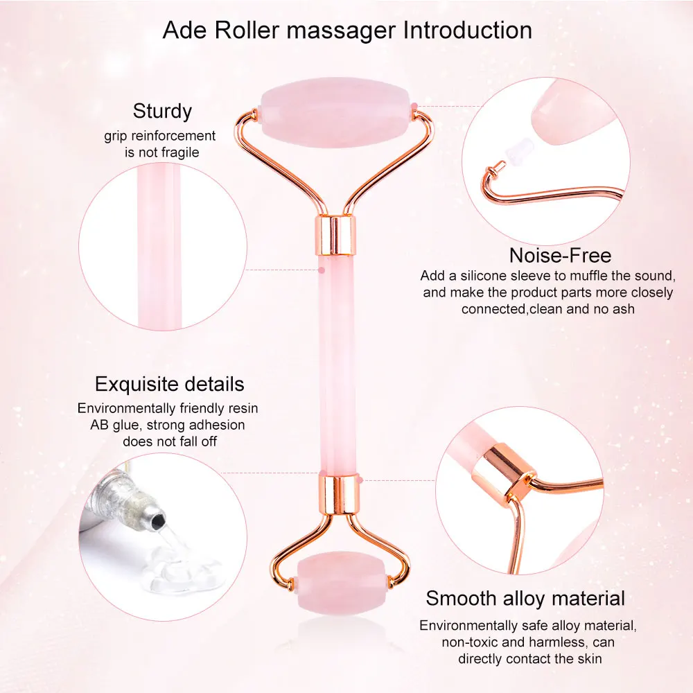 

newSlimming Face Massager Rose Quartz Roller Natural Jade Facial Massage Roller Stone Skin Massage Face Massager Lifting Tool
