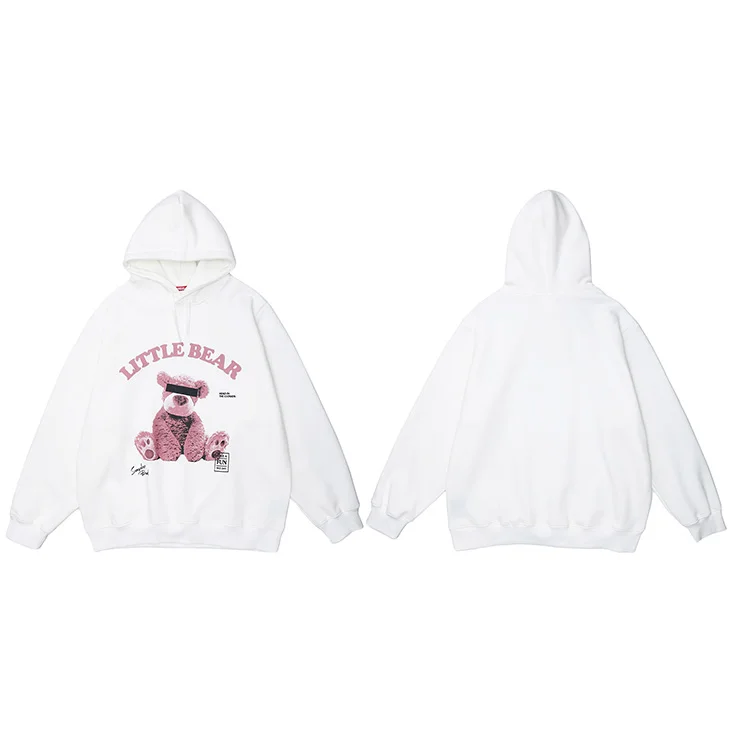 

Hip Hop Hoodie Pullover Mens Funny Bear Printed Streetwear Sweatshirt Harajuku Cotton 2021 Autumn Fashion Loose Casual Hoodie