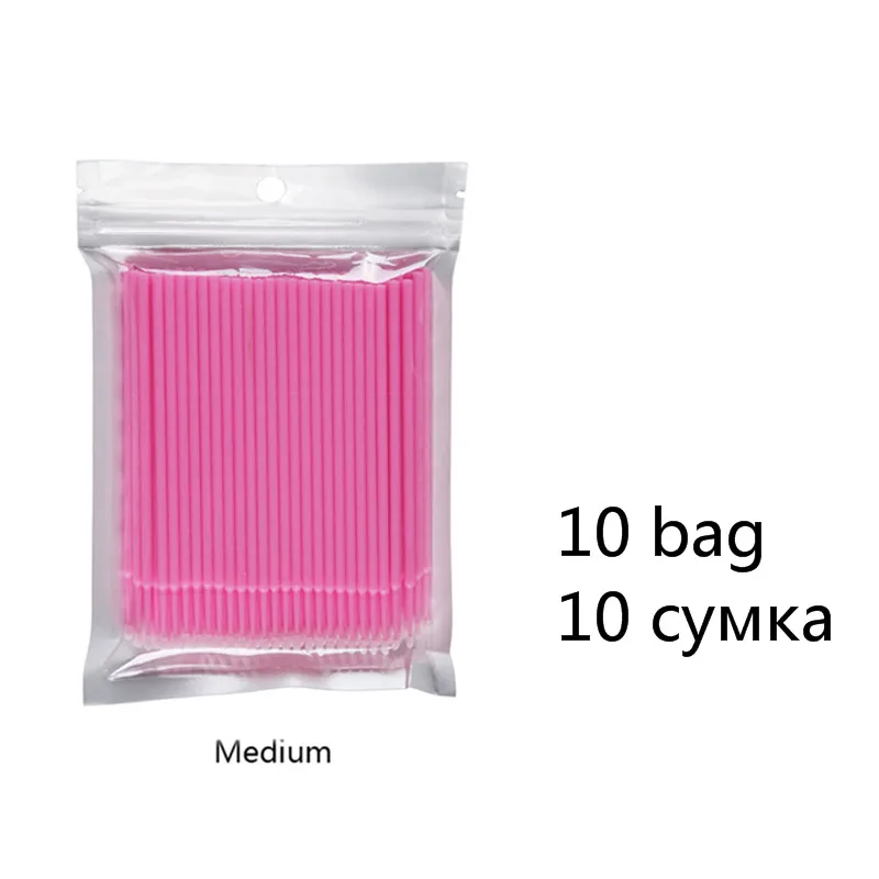 Pink-10 Fadvan 100 шт./лот Микро Кисти для ресниц щетки для нанесения клея Наращивание ресниц без ворса одноразовые аппликаторы палочки инструменты для макияжа - Handle Color: Pink-10