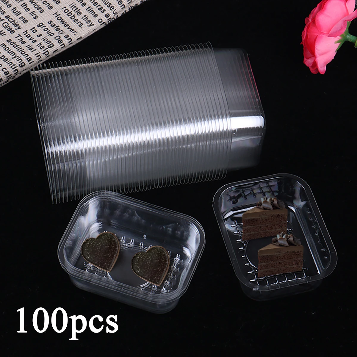 100 шт. портативные коробки для торта и упаковочный поднос внутренний пластиковый