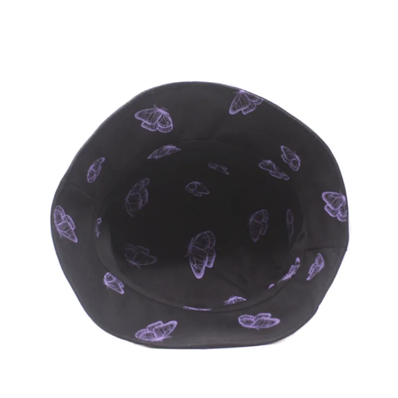Панама женская двусторонняя с принтом бабочек милый шлем от солнца в японском