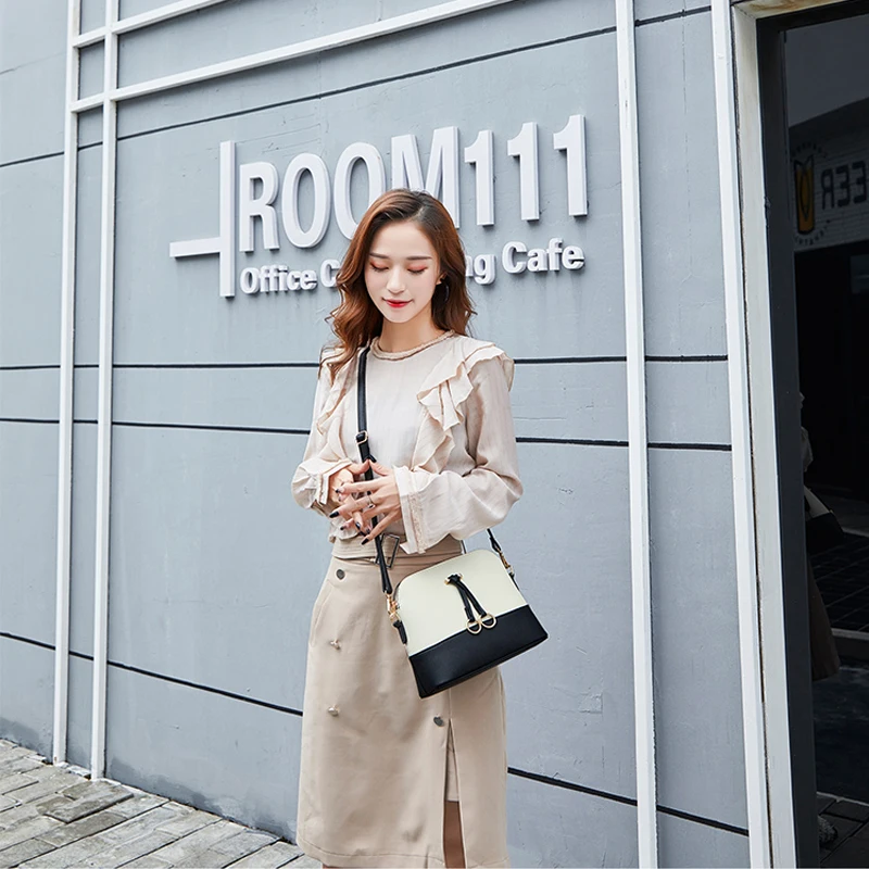 

KYYSLO Korean Fashion Trend Wild Shell Female Bag Cross Pattern Single Shoulder Crossbody Lady Bag Casual Contrast Women Bag