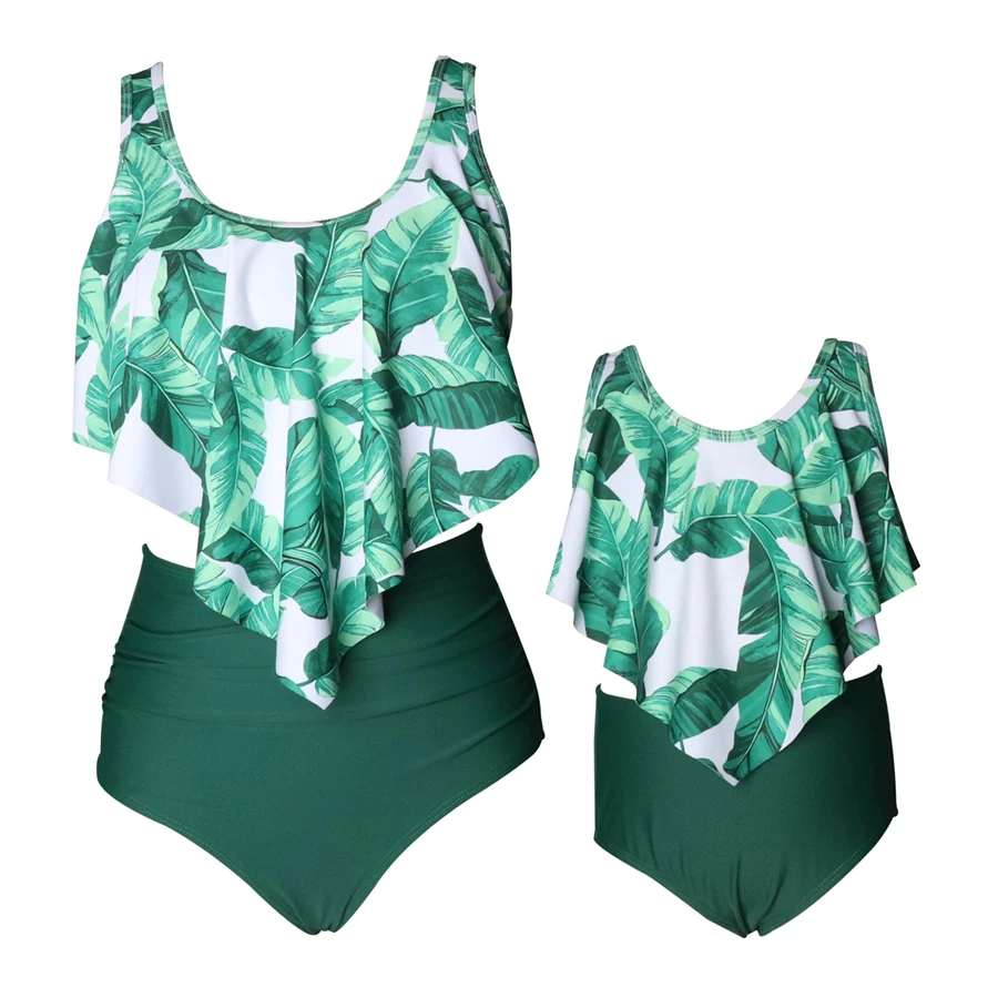 ROSIELARS Женский и женский купальный костюм с оборками цветочным принтом бикини