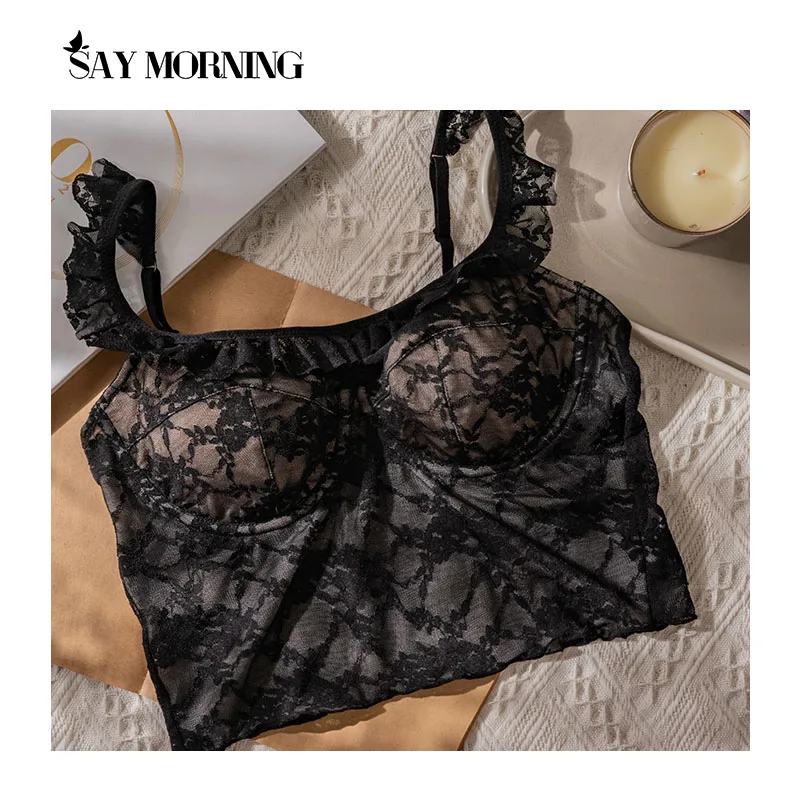Женский кружевной бюстгальтер с оборками SAY MORNING тонкий Бралетт из мягкой стали