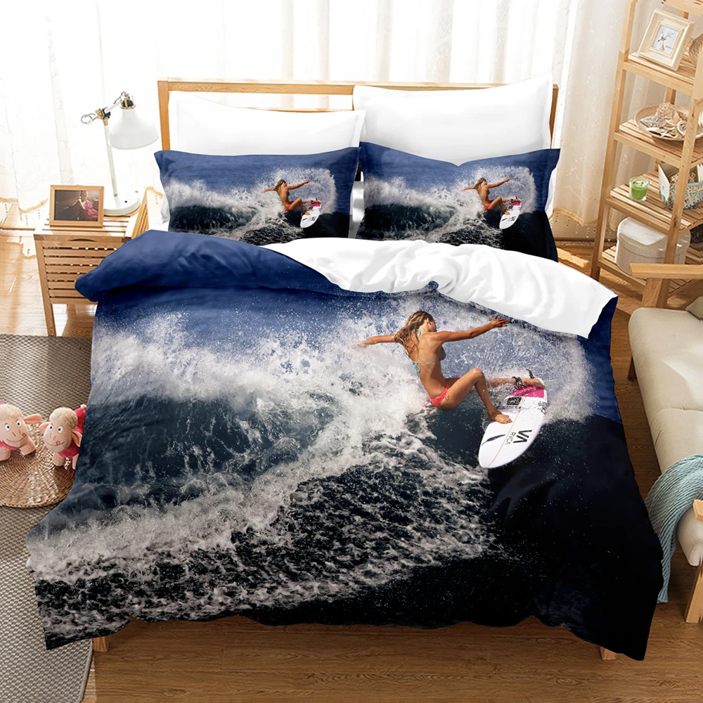 

Sunset Beach Bedding Set Sea Waves Surf Duvet Cover Bed Quilt Cover Nordic Bed Set Queen King Size Kids Boys Bedroom Decor