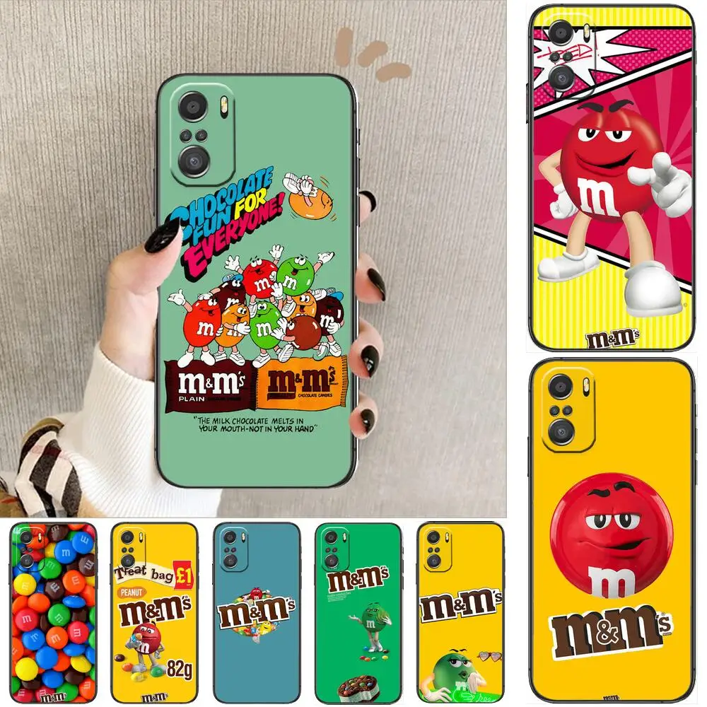 

M&M's Chocolate Phone Case For xiaomi redmi 11 Lite pro Ultra 10 9 8 MIX 4 FOLD 10T Black Cover Silicone Back Prett