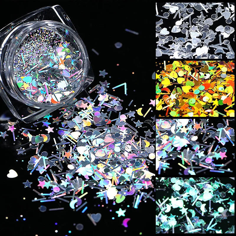 Голографическая пудра для ногтей цветные нестандартные Блестки с бабочками