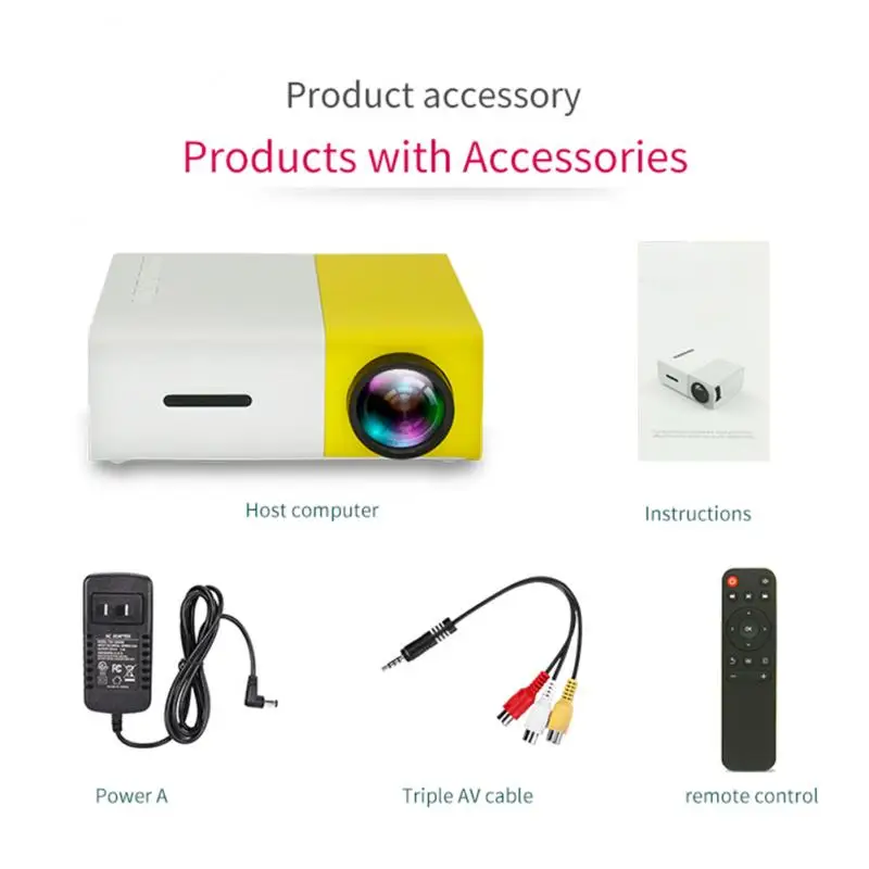 

YG300 LCD Portable Mini Projector Built-in Battery Pocket Projector 1080P 30000 Hours Lamp Life Home Theater Projector Proyector