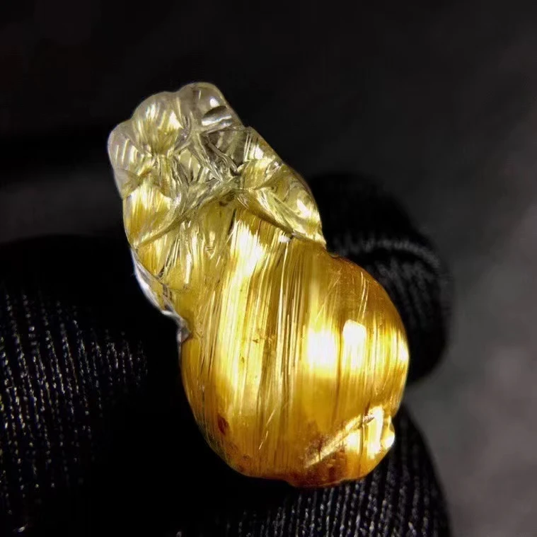 

Genuine Natural Gold Rutilated Quartz Safe Lock Pendant 21.3*11.8*9.8mmm Crystal Fashion Pendant Jewelry Genuine AAAAAA
