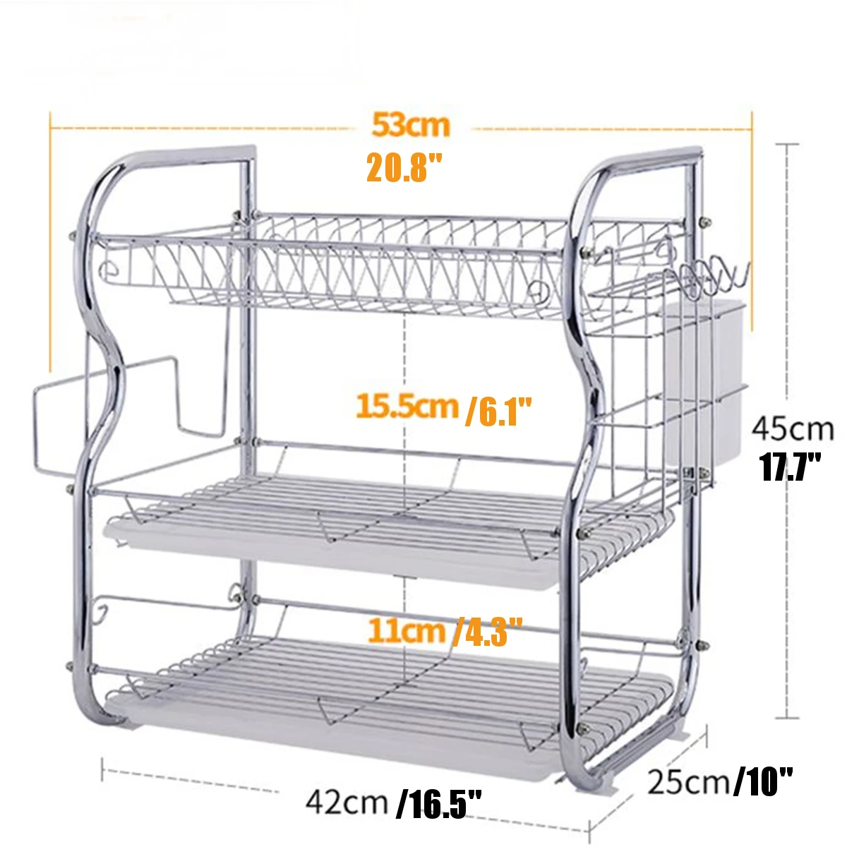 

3 Layer Chrome Alloy Cutlery Stand Shelf Cutlery Dish Rack Kitchen Dish Storage Rack Drain Storage Rack Knife Holder Home New