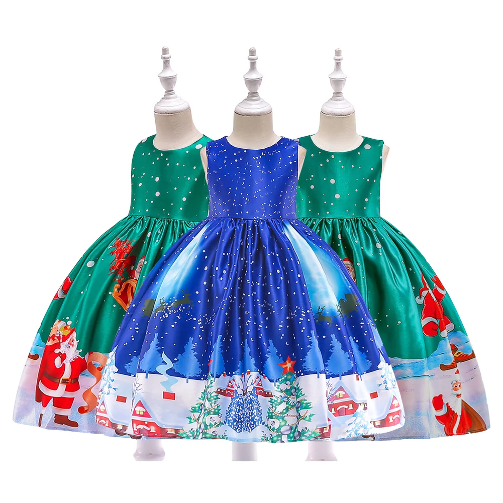 Рождественские детские летние платья для девочек от 3 до 9 лет с принтом снежинки
