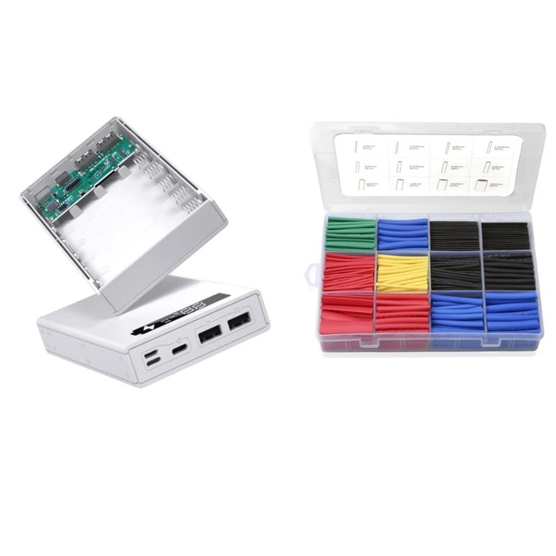 

Термоусадочные трубки 560 шт., Изоляционная трубка, электрический кабель с 5X18650 мобильной силовой коробкой, зарядка QC 3,0 PD Shell