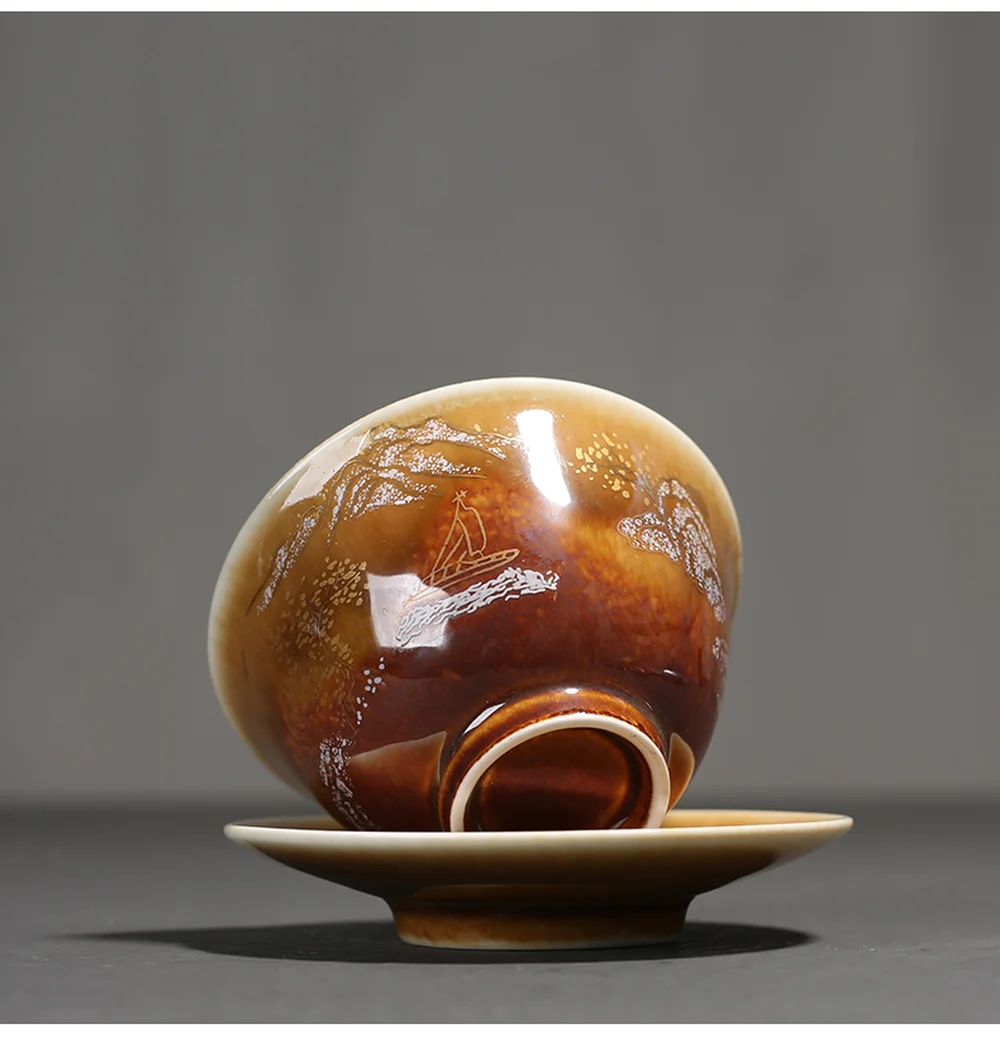 120 мл Ландшафтная фотография ретро фотоэлемент Gaiwan чайная посуда чашка для