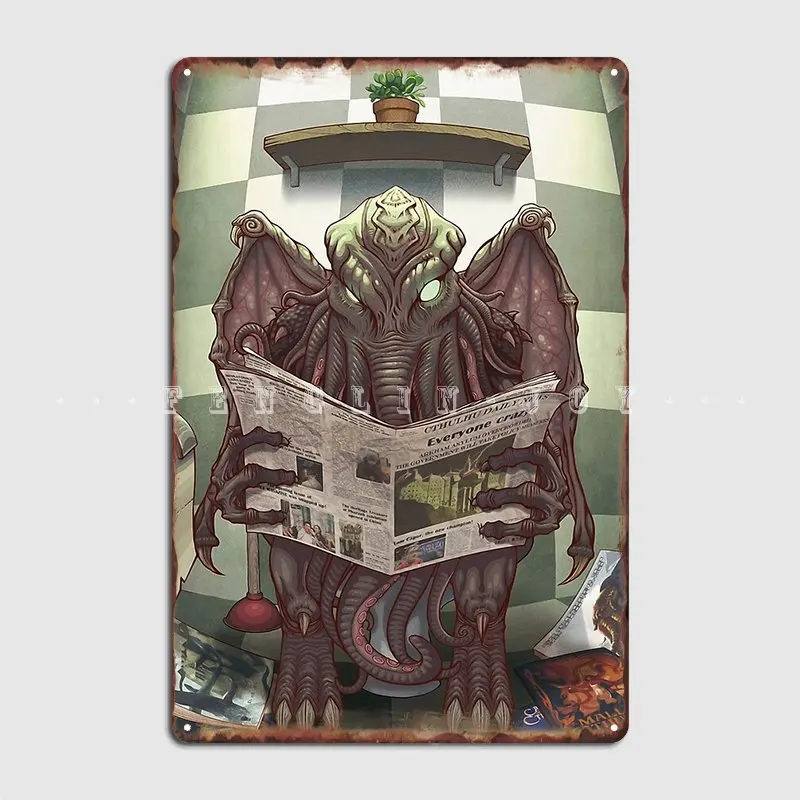 

Металлический плакат Cthulhu в виде уборки, настенная пещера, печатные пластины для дома, жестяной плакат