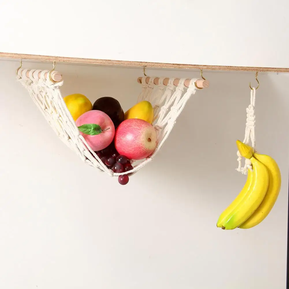 

Гамак для фруктов для кухни под шкаф, гамак для овощей, корзина для фруктов с вешалкой для бананов и крючком для подвесной корзины для фрукто...