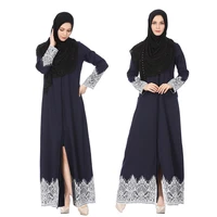 muslim womens dress lace solid color robe long dress fashion national new style moroccan kaftan islamic clothing dress