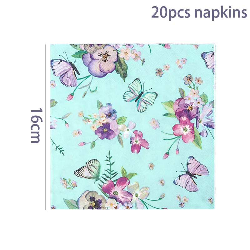 Бабочки вечерние одноразовая посуда чашки пластин салфетки Baby shower Декор Бабочка