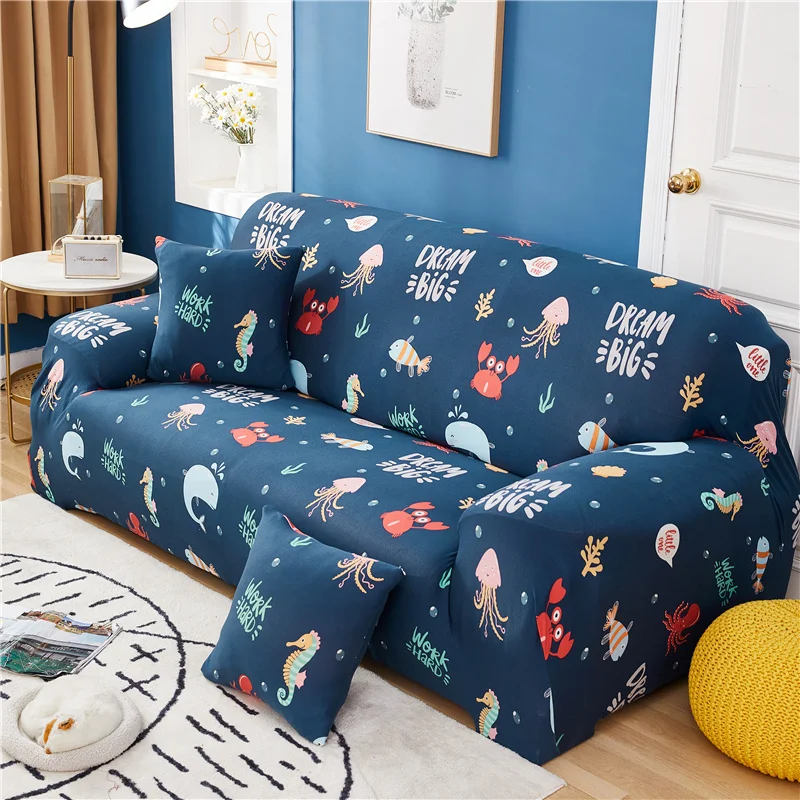 

Чехол для дивана Ocean World с принтом, универсальный эластичный чехол из полиэстера для гостиной, 45005