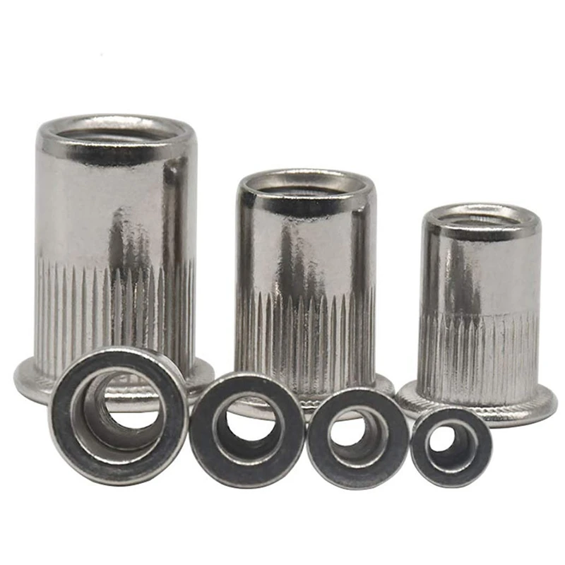 

200PCS Rivet Nut Kit Stainless Steel Metric Rivetnut Insert Nutserts Assortment Set Flat Head Threaded (M3-M10)