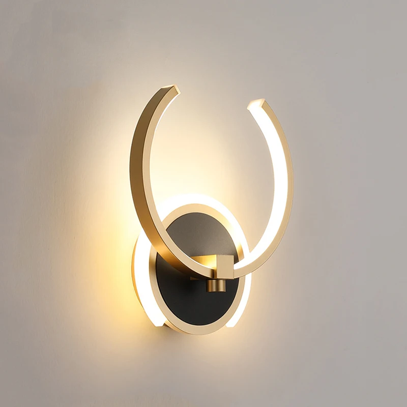 

Креативные светодиодные настенные лампы в скандинавском стиле для гостиной, спальни, прикроватного столика, лофта, белого, черного, золотог...